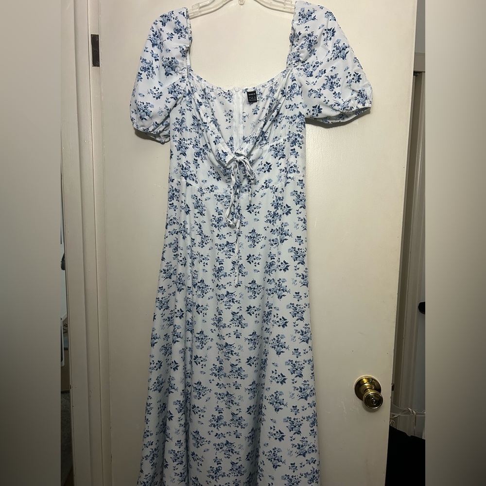 Shrub Blue Floral Milkmaid Dress